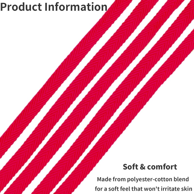 Evora 3/8 Inch Herringbone Twill Tape - 25 Yards Polyester Cotton Fabric Trim, 1mm Thick Durable Soft Webbing Strap for Sewing & Garment, Crafting- Flat Double Fold Bias Tape (Hot Pink 012) - Image 4
